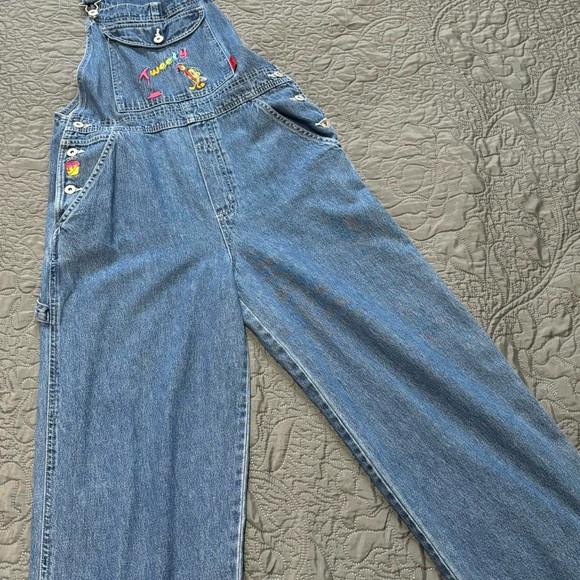 VINTAGE TWEEDY BIRD DENIM OVERALLS - Picture 1 of 4